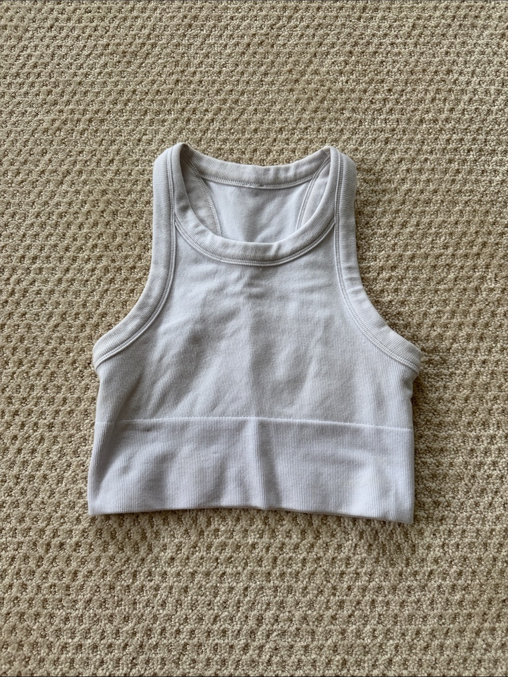 ALO Yoga White Ribbed High-Neck Crop Tank